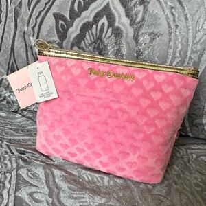 JUICY COUTURE PINK VELOUR COSMETICS BAG CASE W/ Bottle
